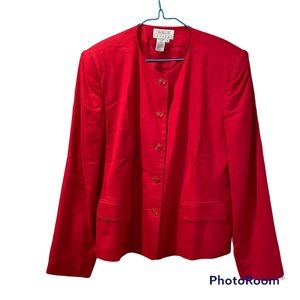Talbots Women’s Red Blazer Five Button Front Two Waist Pockets Like New size 14